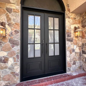 Craftsman Entryway Iron Door 72" x 96" LH Inswing 4x3 Glass