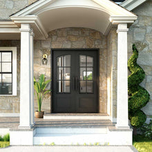Load image into Gallery viewer, Craftsman Entryway Square Eyebrow Iron Door 72&quot; x 96&quot; LH Inswing 4x3 Glass
