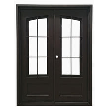 Load image into Gallery viewer, Craftsman Entryway Square Eyebrow Iron Door 72&quot; x 96&quot; LH Inswing 4x3 Glass
