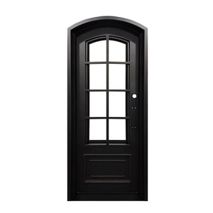 Craftsman Entryway Iron Door - Eyebrow Top - 48" x 96" LH Inswing