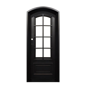 Craftsman Entryway Iron Door - Eyebrow Top - 48" x 96" RH Inswing