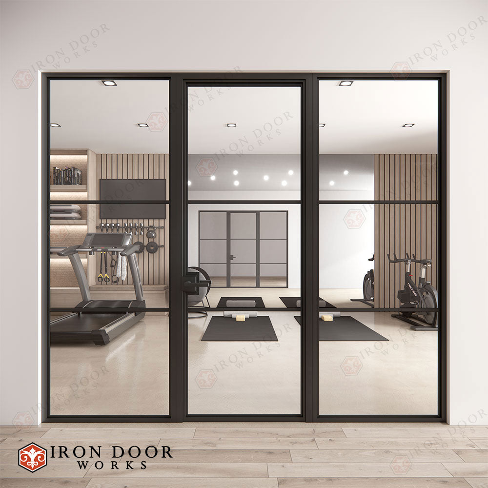 Photo inspiration: Textured Glass Wall Panels For Home Gym Reference: Home Gym Partition Glass Walls Doors