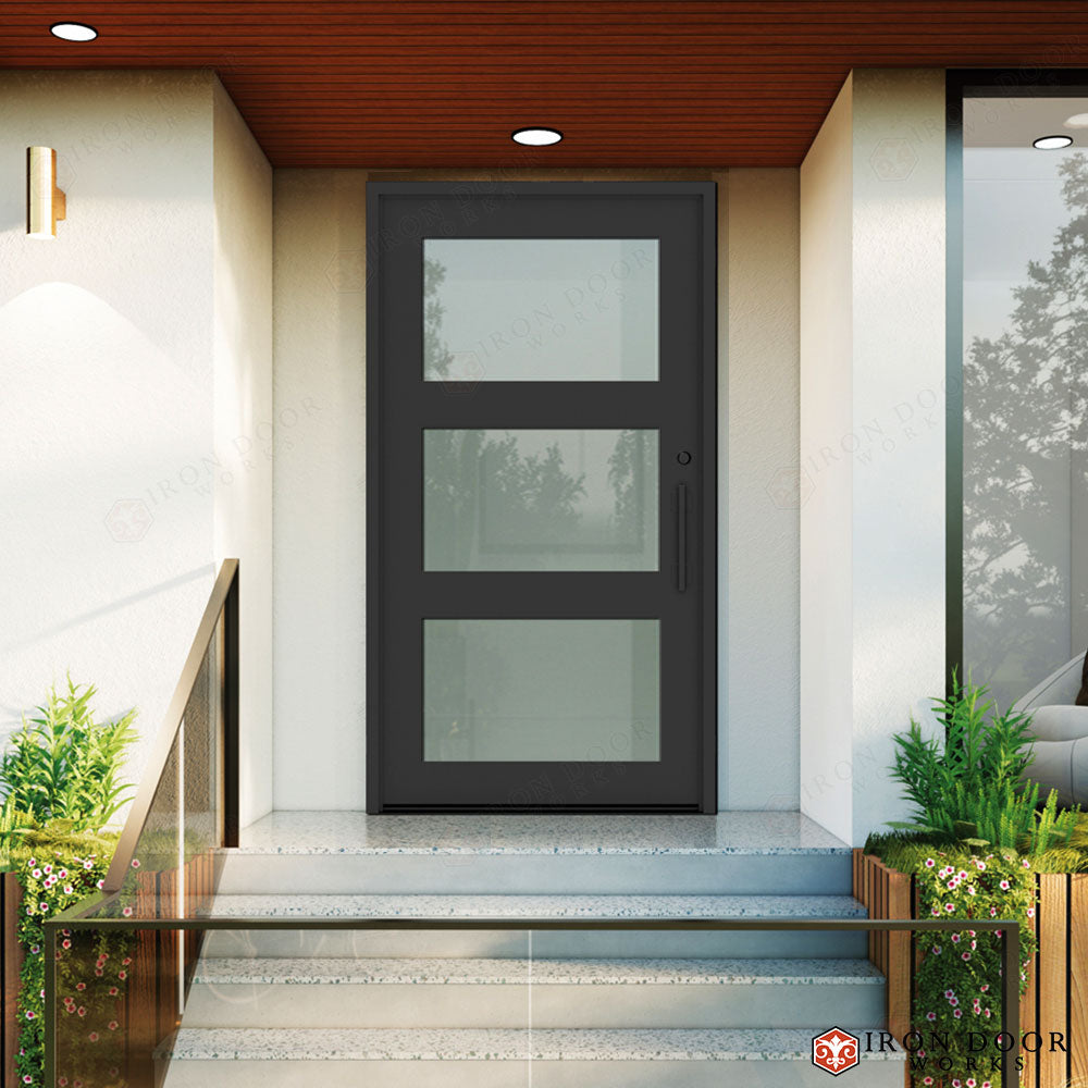 Contempo 3 Glass Panel - Single - Exterior Iron Door