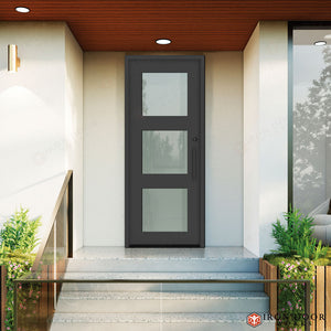Contempo 3 Glass Panel - Single - Exterior Iron Door