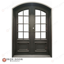 Load image into Gallery viewer, Craftsman Eyebrow - Double Iron Door 4x4 Rain Glass
