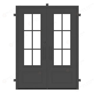 Craftsman Double Entryway Iron Door 72" x 96" - 4x3 Glass