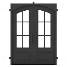 Load image into Gallery viewer, Craftsman Square Jamb Eyebrow Cutout Double Iron Door
