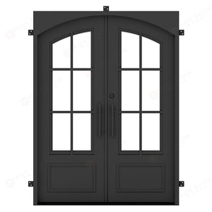 Craftsman Square Jamb Eyebrow Cutout Double Iron Door