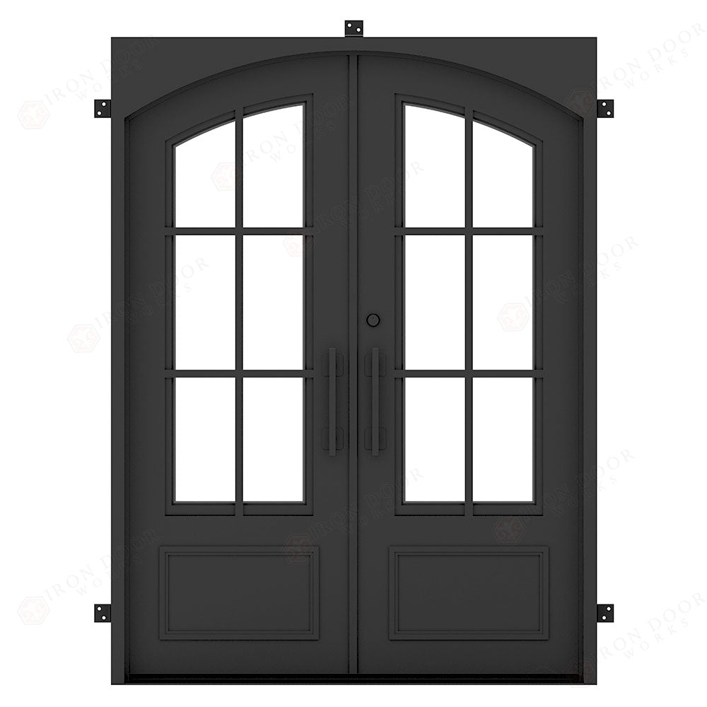 Craftsman Square Jamb Eyebrow Cutout Double Iron Door