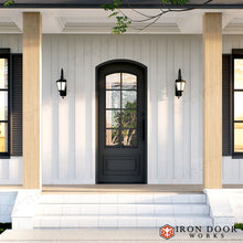 Load image into Gallery viewer, Craftsman Entryway Iron Door - Eyebrow Top - 48&quot; x 96&quot; LH Inswing
