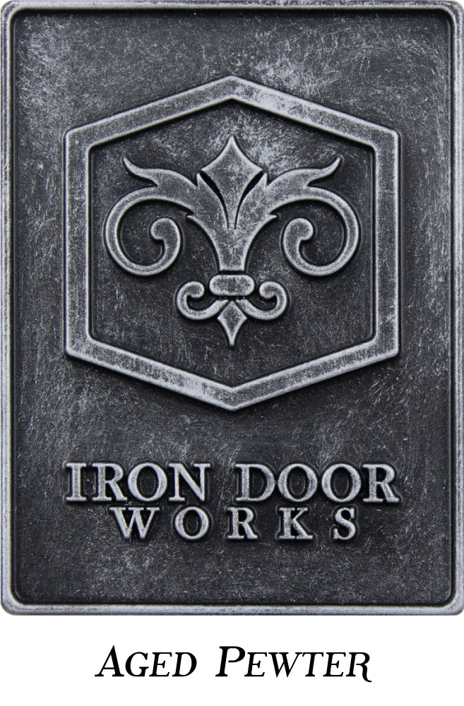 Aged Pewter Metal Finish Sample Iron Door Works LLC