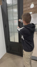 Load and play video in Gallery viewer, Craftsman Eyebrow - Double Iron Door 4x4 Rain Glass
